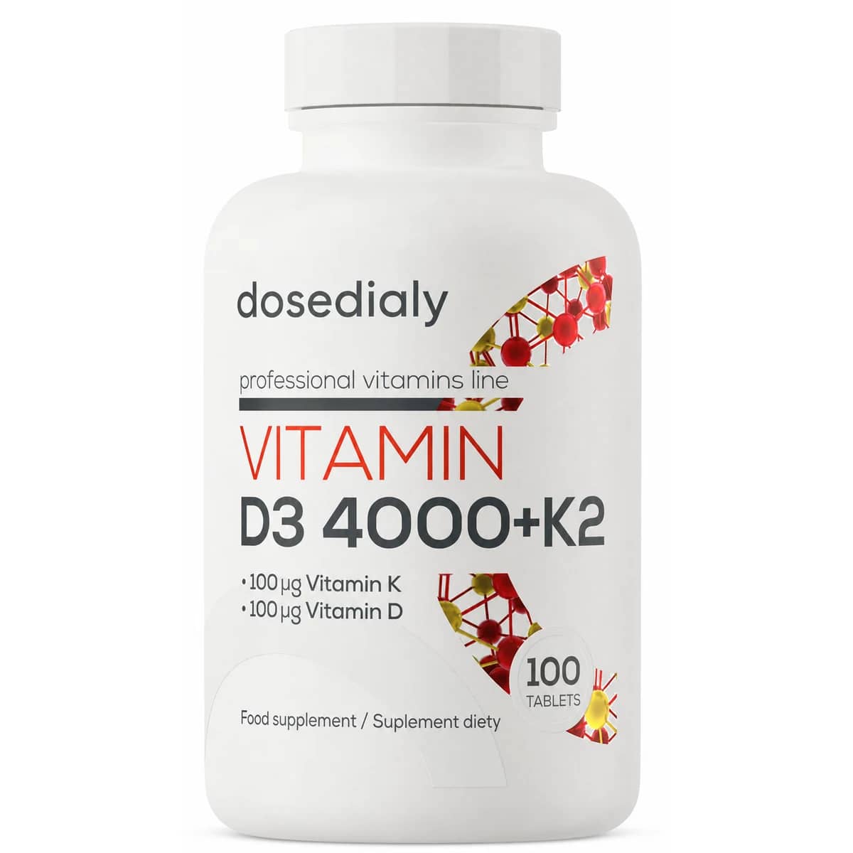 Vitamine D3 4000 UI + K2 100 comprimés DoseDialy - format vendu par DoseDialy