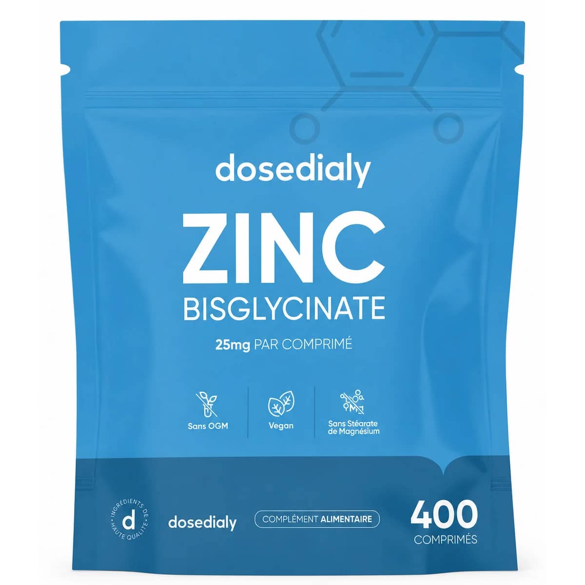 Zinc Bisglycinate 400 comprimés DoseDialy - format vendu par DoseDialy