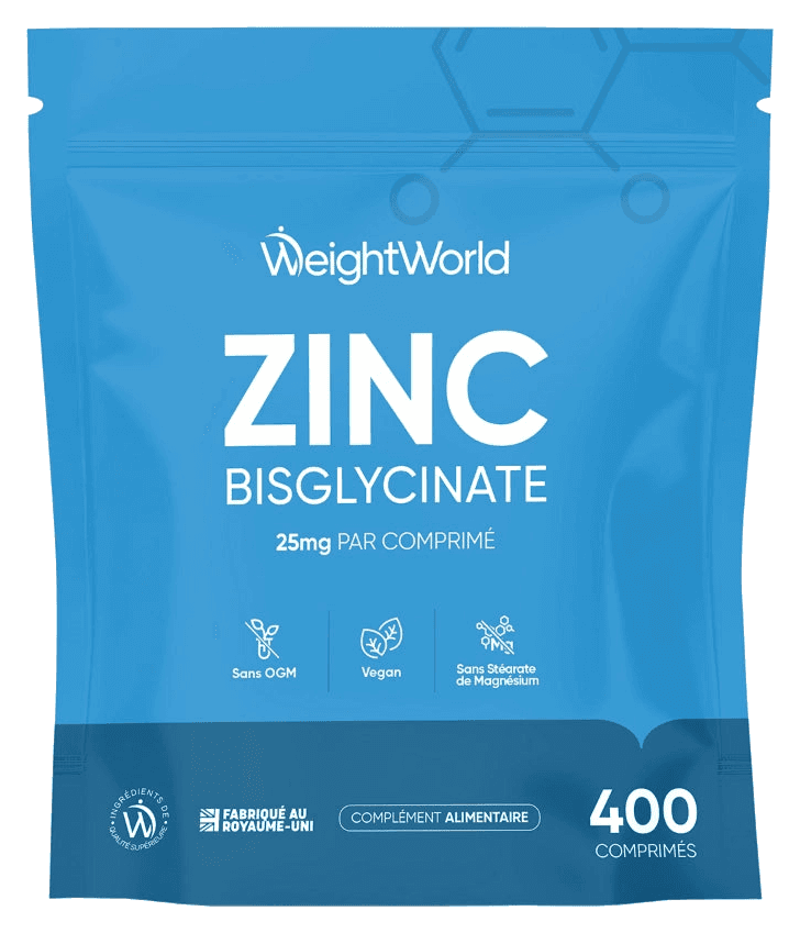 Zinc Bisglycinate 400 comprimés WeightWorld - format vendu par DoseDialy